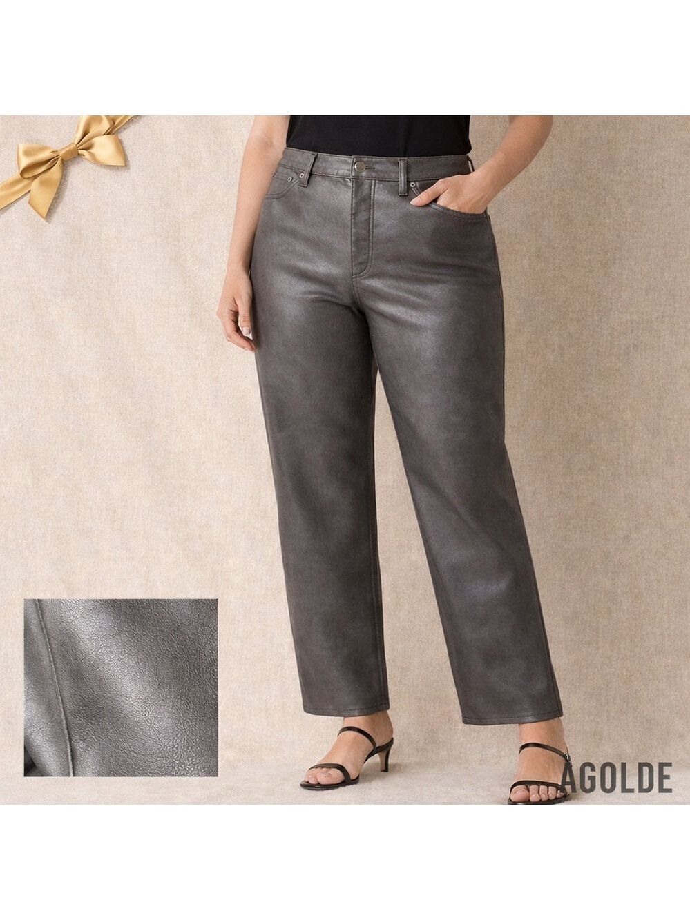 AGOLDE Sloane Faux Leather Pants Size 30 Straight Leg Gray